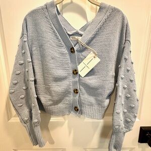 NWT Moon & Madison Button Up Cardigan Sweater * Dot Bauble Sleeve * V-Neck *
